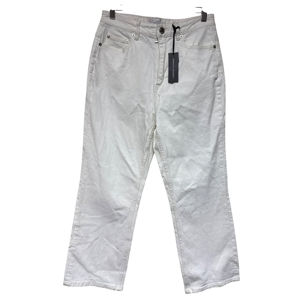 Rebecca Minkoff Ankle Kick Women's Jeans White High Rise Denim Flare Size 30 NEW - Picture 2 of 14
